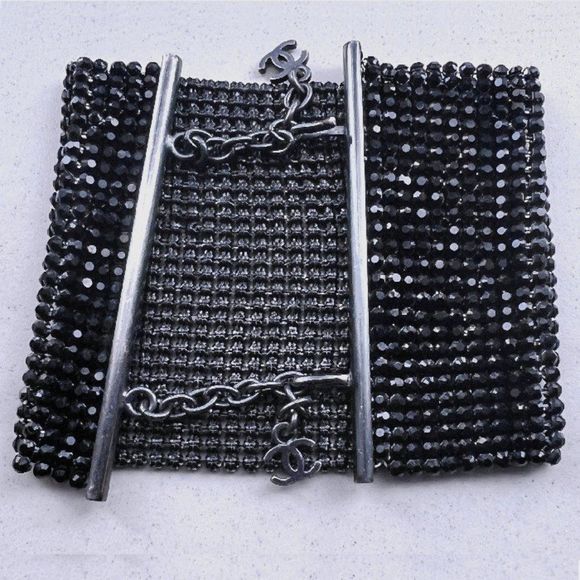 CHANEL Jewelry - Vintage CHANEL Black Swarovski Crystal Mesh Bracelet 1998